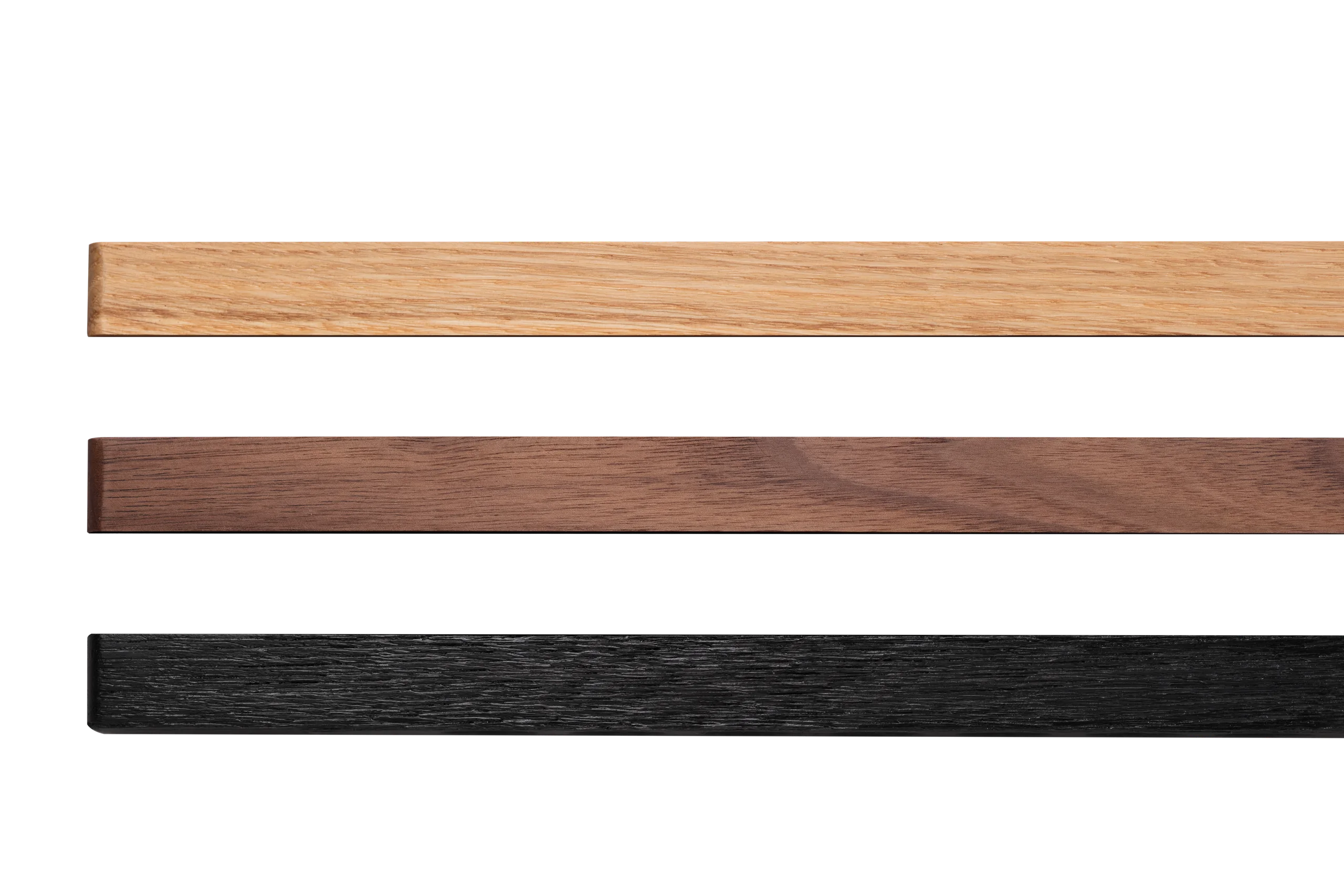 Oak, walnut and black ash finish comparison